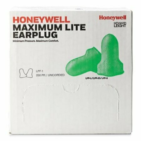 HONEYWELL ENVIRONMENTAL HowardLeig, Lpf-1 Max Lite Single-Use Earplugs, Cordless, 30nrr, Green, 200 Pairs LPF1